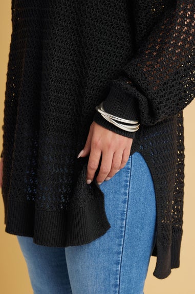 YOURS Curve Black Knitted Side Split Jumper