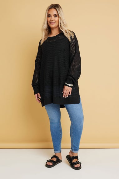 YOURS Curve Black Knitted Side Split Jumper