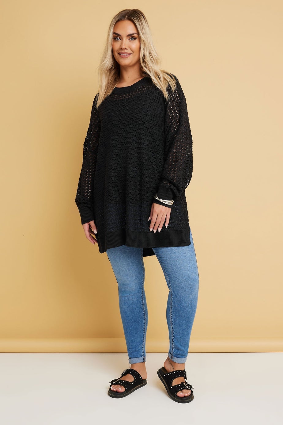 YOURS Curve Black Knitted Side Split Jumper