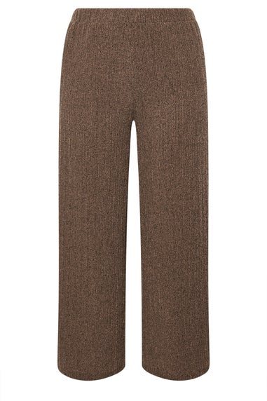 Yours Curve Mocha Brown Knitted Wide Leg Trousers