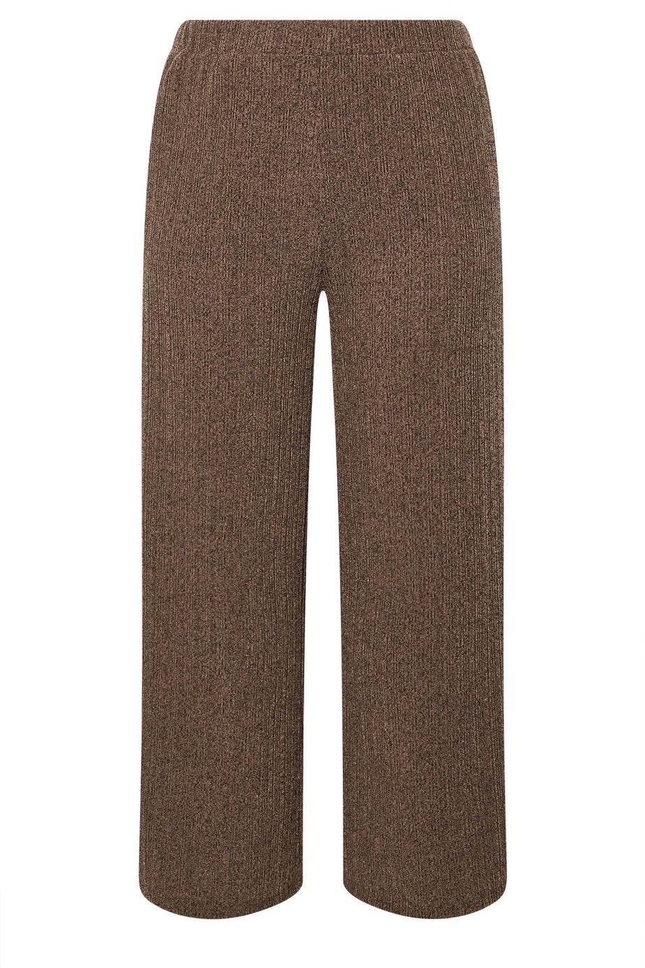Yours Curve Mocha Brown Knitted Wide Leg Trousers