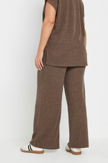 Yours Curve Mocha Brown Knitted Wide Leg Trousers