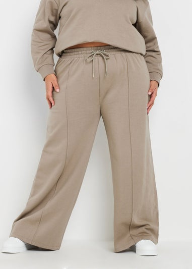 Yours Curve Light Brown Wide Leg Joggers