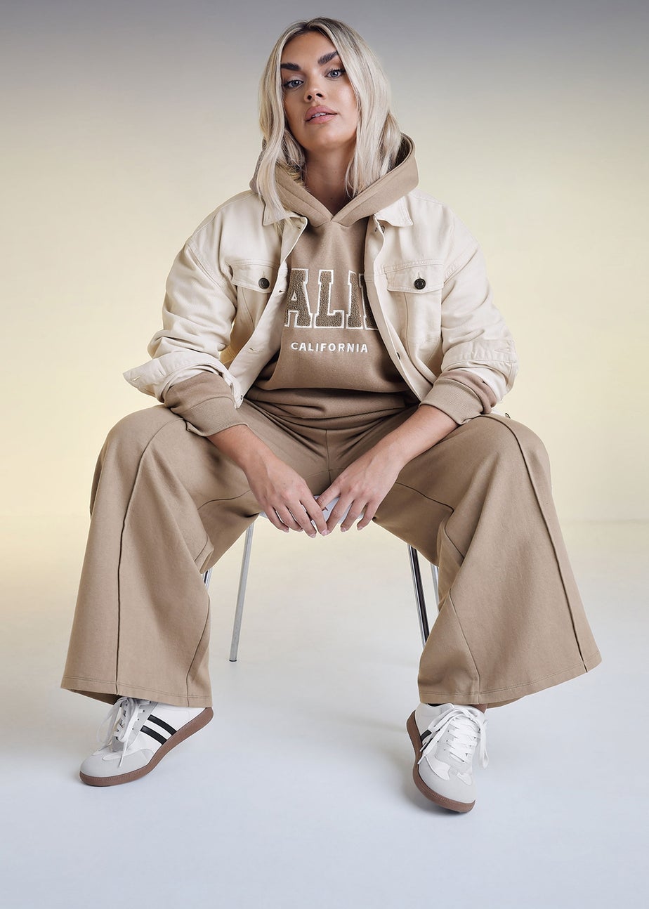 Yours Curve Light Brown Wide Leg Joggers