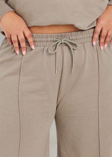 Yours Curve Light Brown Wide Leg Joggers