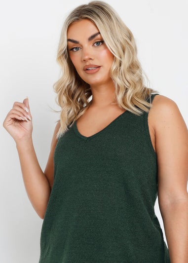 Yours Curve Emerald Green Knitted Vest Top