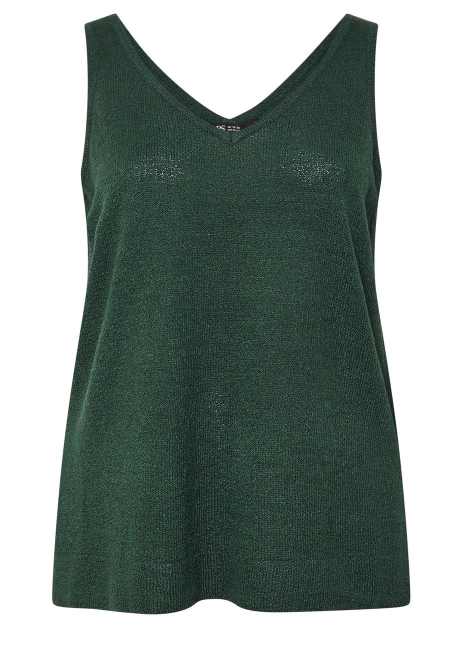 Yours Curve Emerald Green Knitted Vest Top