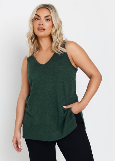 Yours Curve Emerald Green Knitted Vest Top