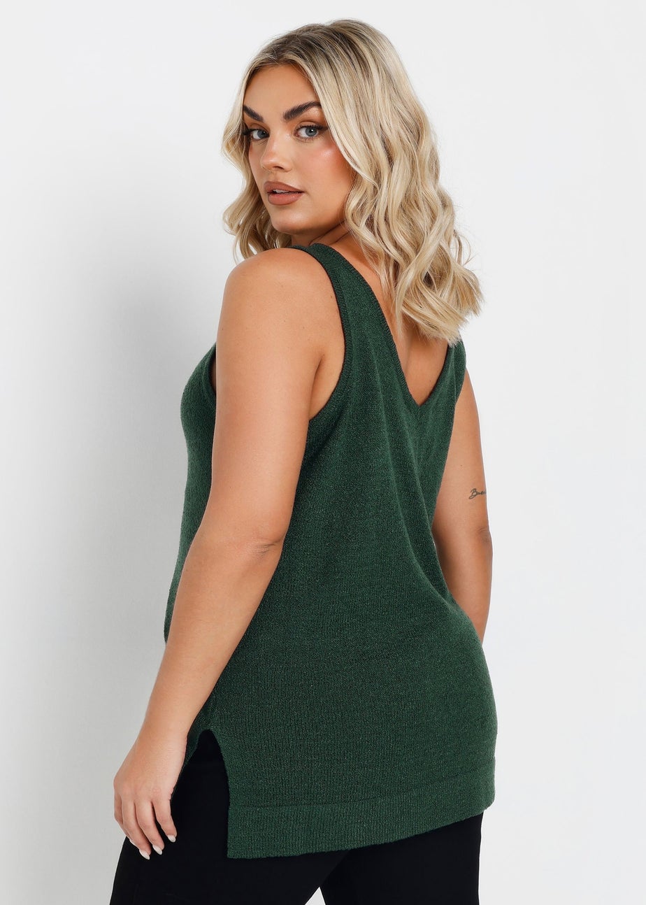 Yours Curve Emerald Green Knitted Vest Top