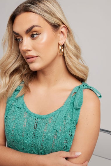 Yours Curve Blue Bow Tie Detail Knitted Vest Top