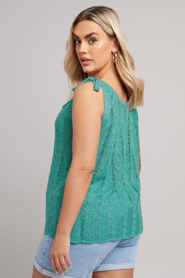 Yours Curve Blue Bow Tie Detail Knitted Vest Top