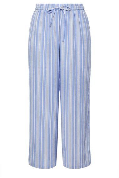 Yours Curve Blue Textured Stripe Wide Leg Trousers