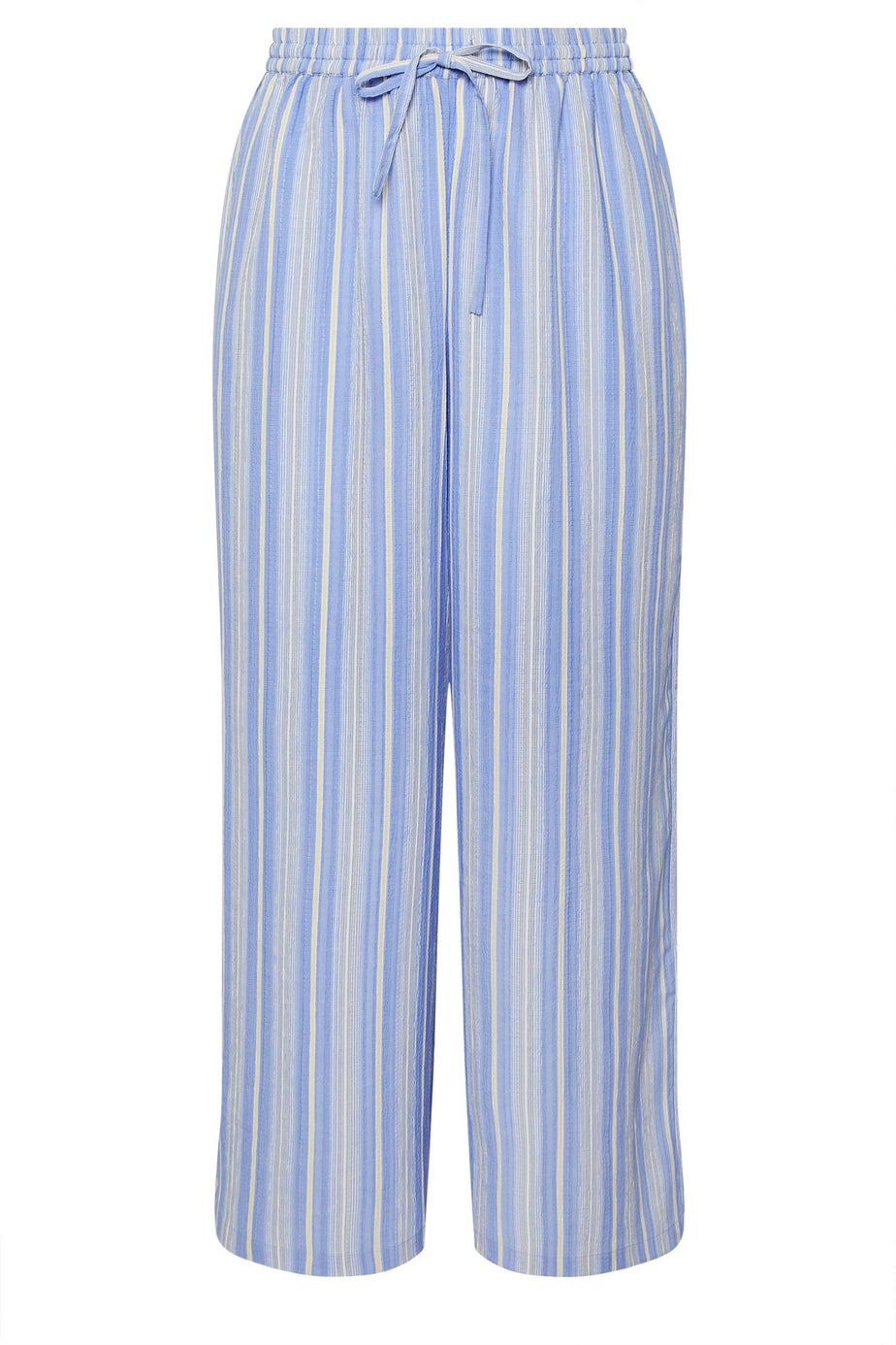 Yours Curve Blue Textured Stripe Wide Leg Trousers