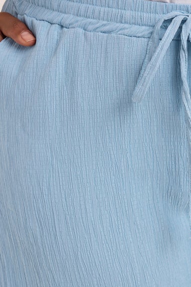 Yours Curve Light Blue Crinkle Midaxi Culottes