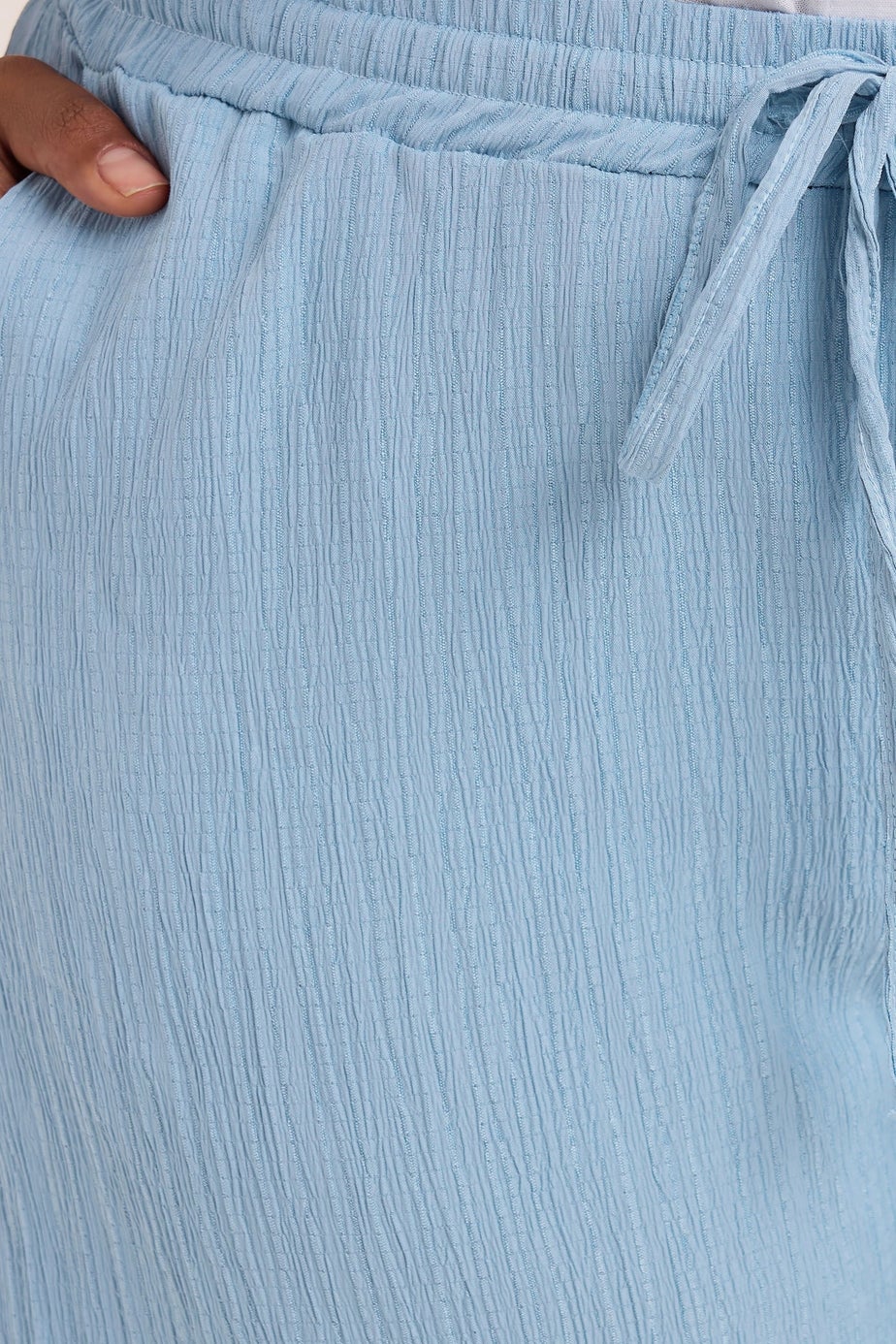 Yours Curve Light Blue Crinkle Midaxi Culottes