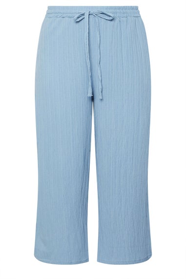 Yours Curve Light Blue Crinkle Midaxi Culottes