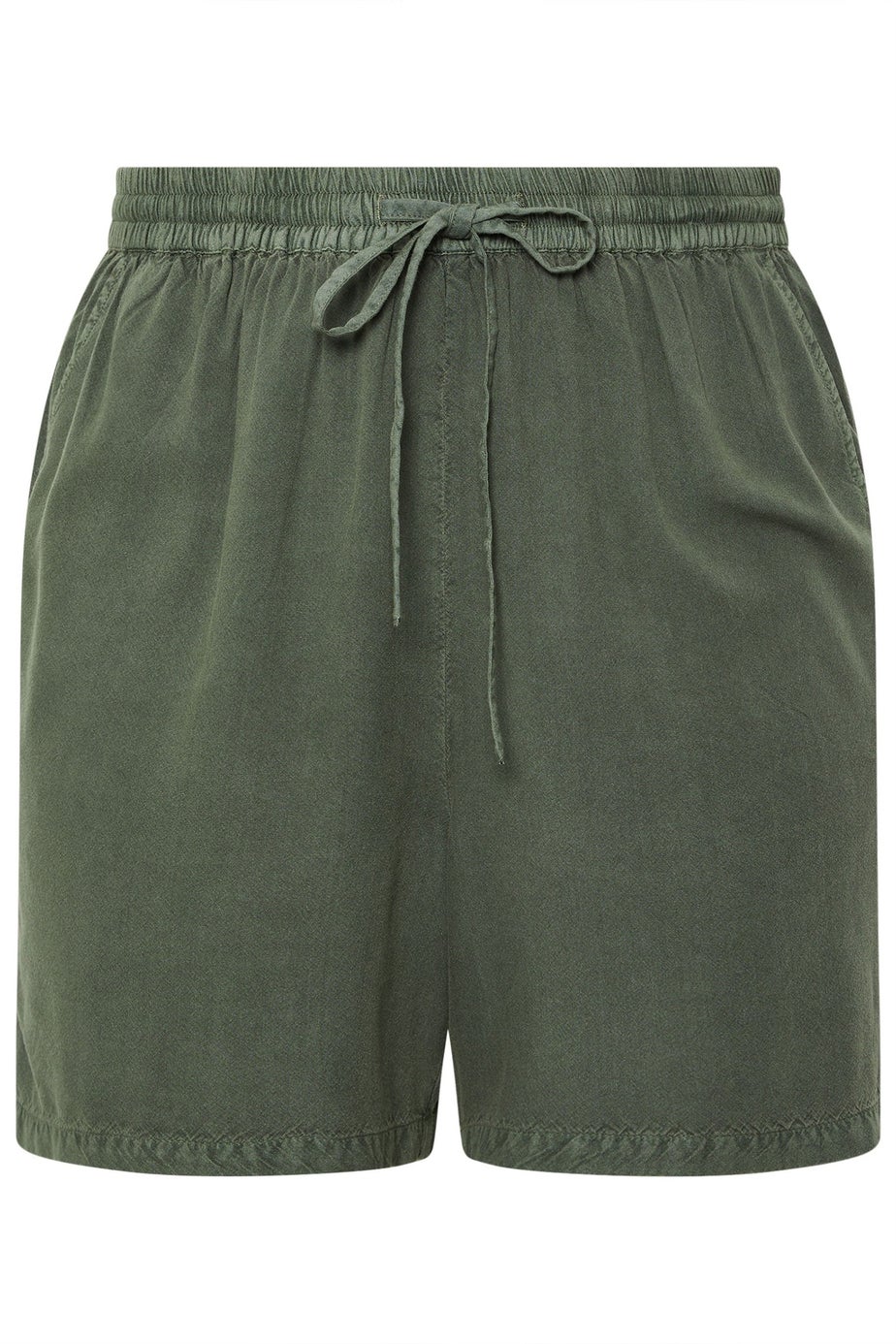 Yours Curve Khaki Green Chambray Shorts