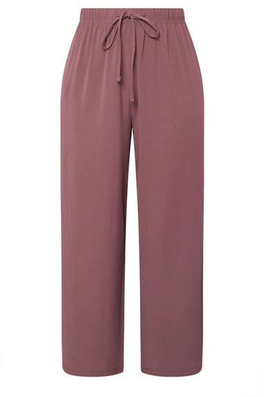 Yours Curve Purple Twill Wide Leg Trousers