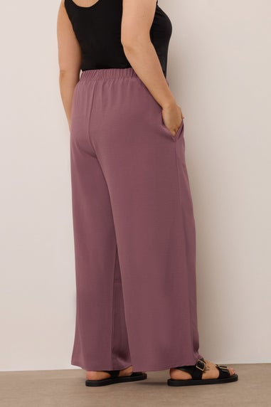 Yours Curve Purple Twill Wide Leg Trousers
