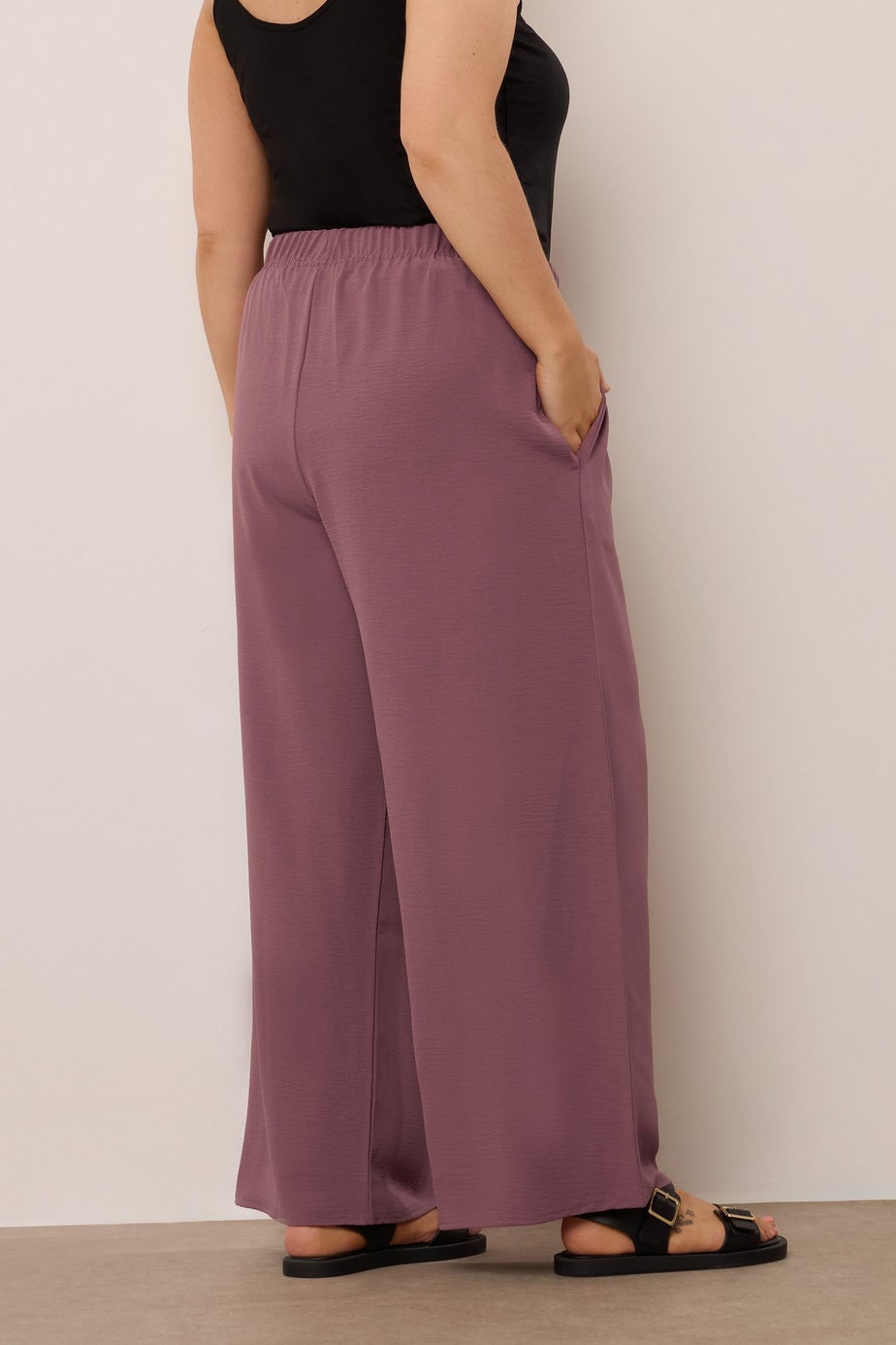 Yours Curve Purple Twill Wide Leg Trousers