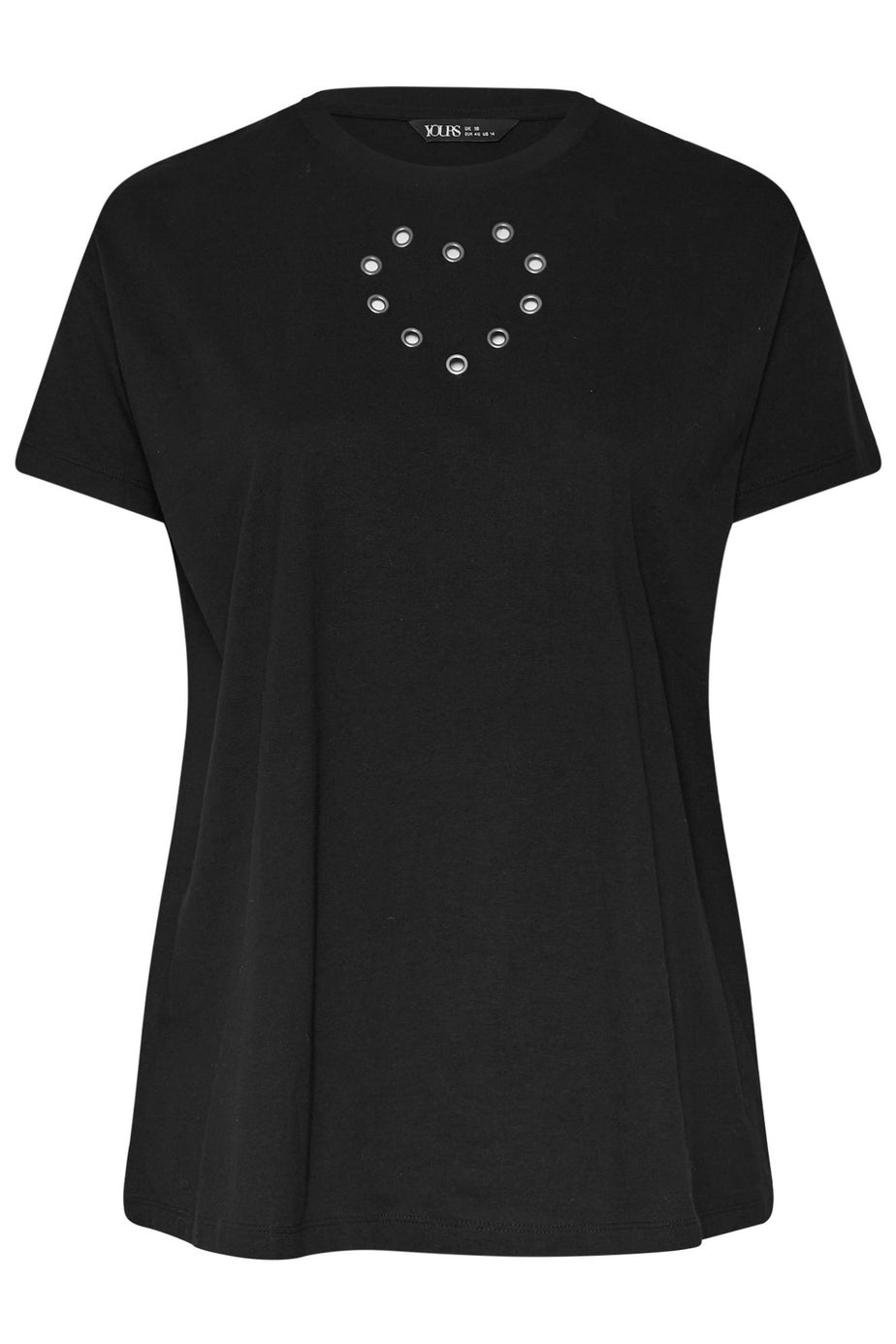Yours Curve Black Eyelet Heart T-Shirt