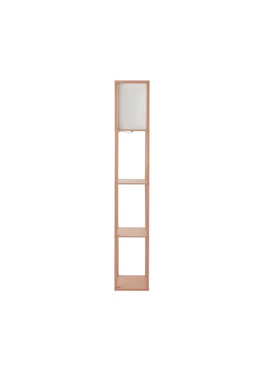 ValueLights Struttura Pink Wood Shelving Floor Lamp