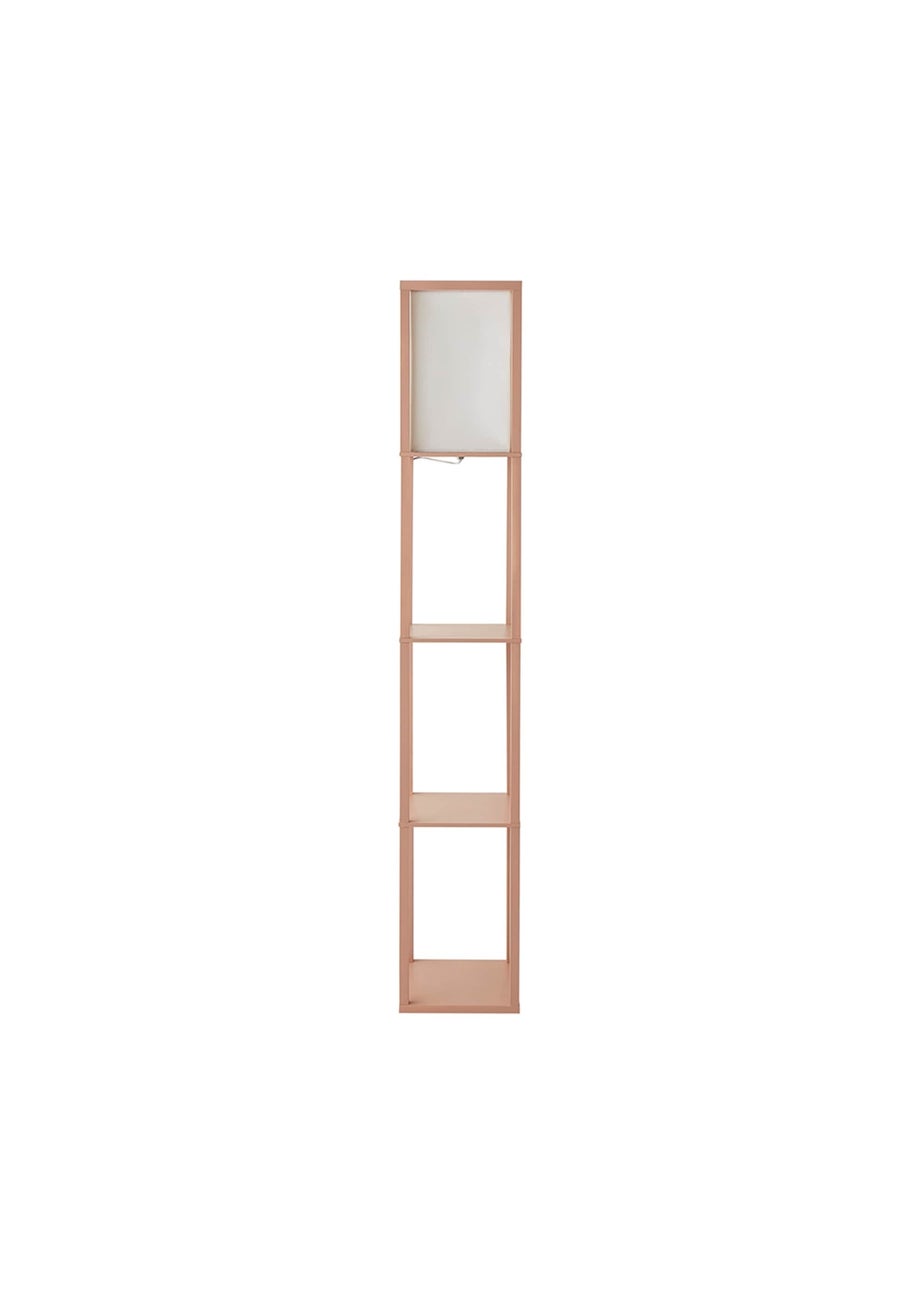 ValueLights Struttura Pink Wood Shelving Floor Lamp