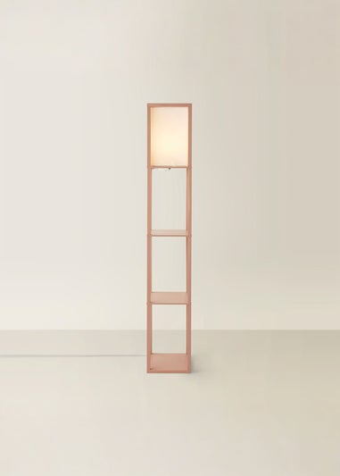 ValueLights Struttura Pink Wood Shelving Floor Lamp