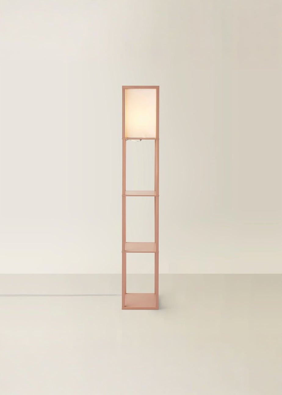 ValueLights Struttura Pink Wood Shelving Floor Lamp