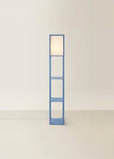 ValueLights Struttura Blue Wood Shelving Floor Lamp