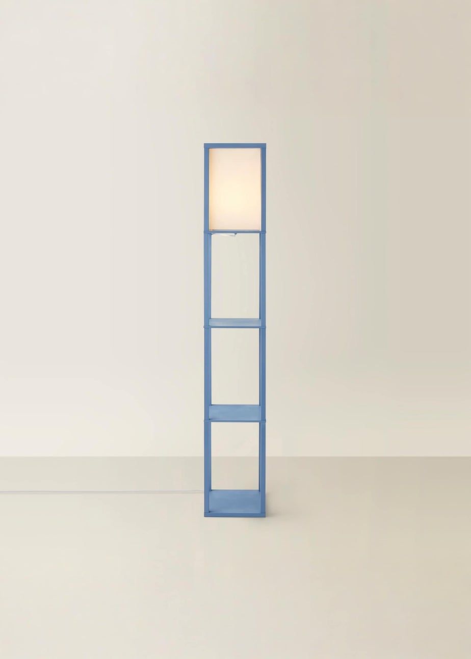 ValueLights Struttura Blue Wood Shelving Floor Lamp