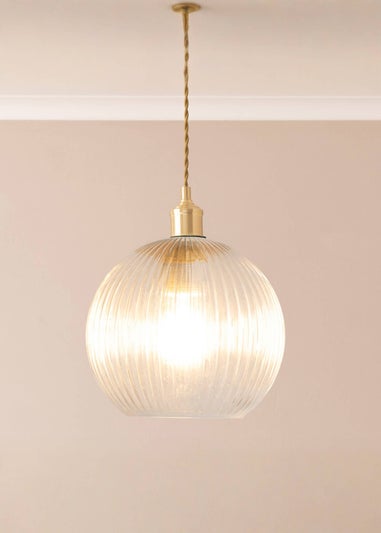 ValueLights Maddison Clear Ribbed Glass Globe Easy Fit Lampshade