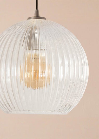 ValueLights Maddison Clear Ribbed Glass Globe Easy Fit Lampshade