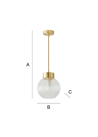 ValueLights Maddison Ribbed Glass Shade Brushed Gold Capped Ceiling Light