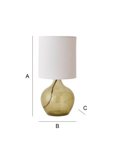 ValueLights Emily Dark Green Glass Table Lamp Natural Lampshade