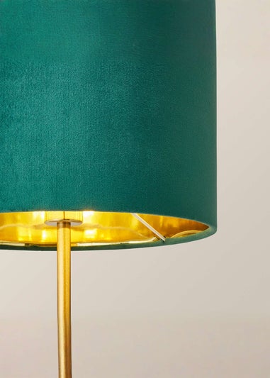 ValueLights Christina Gold Palm Leaf Table Lamp Green Velvet Lampshade