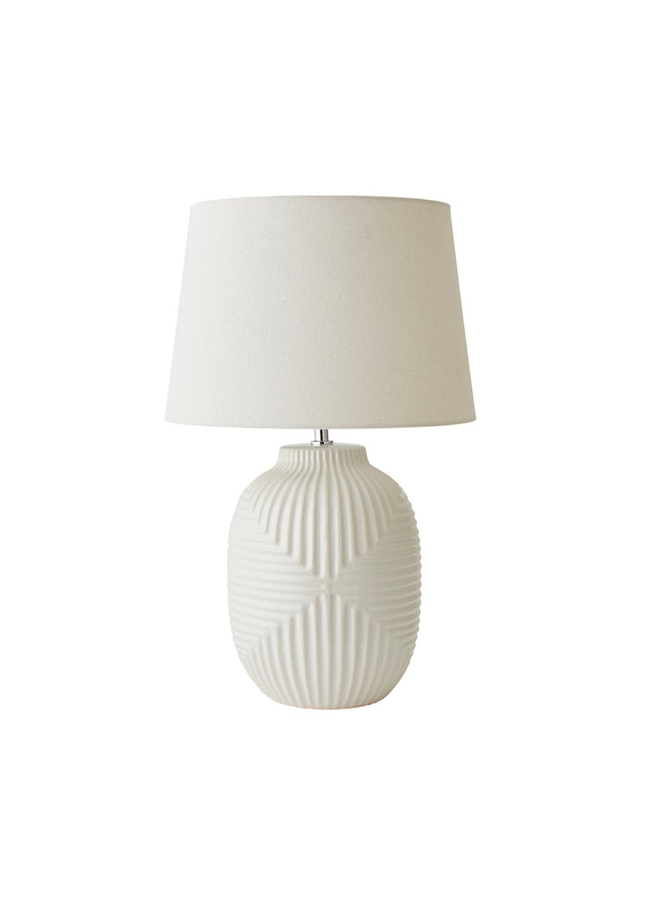 ValueLights Harrison White Ribbed Large Table Lamp