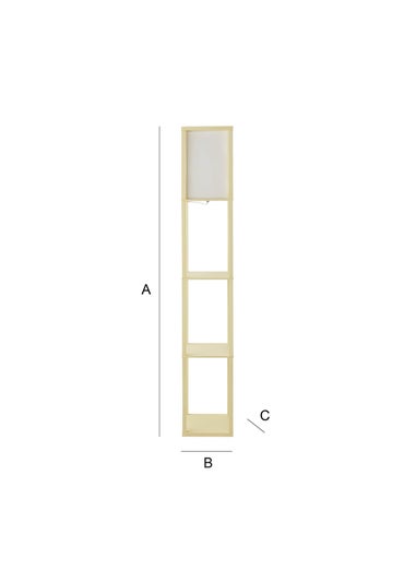 ValueLights Struttura Yellow Wood Shelving Floor Lamp