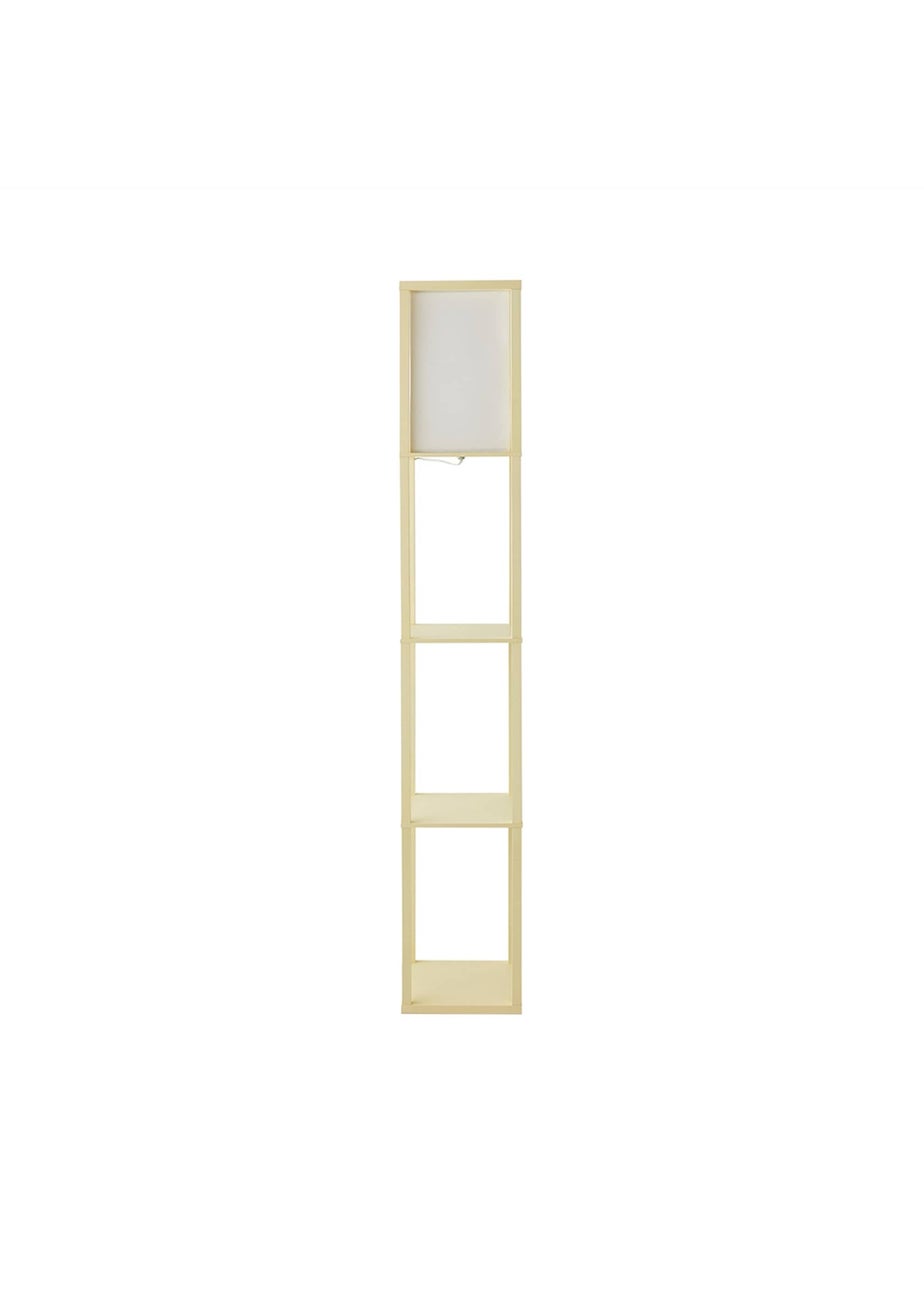 ValueLights Struttura Yellow Wood Shelving Floor Lamp
