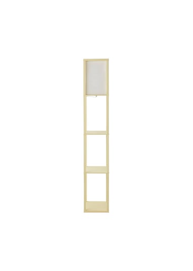 ValueLights Struttura Yellow Wood Shelving Floor Lamp