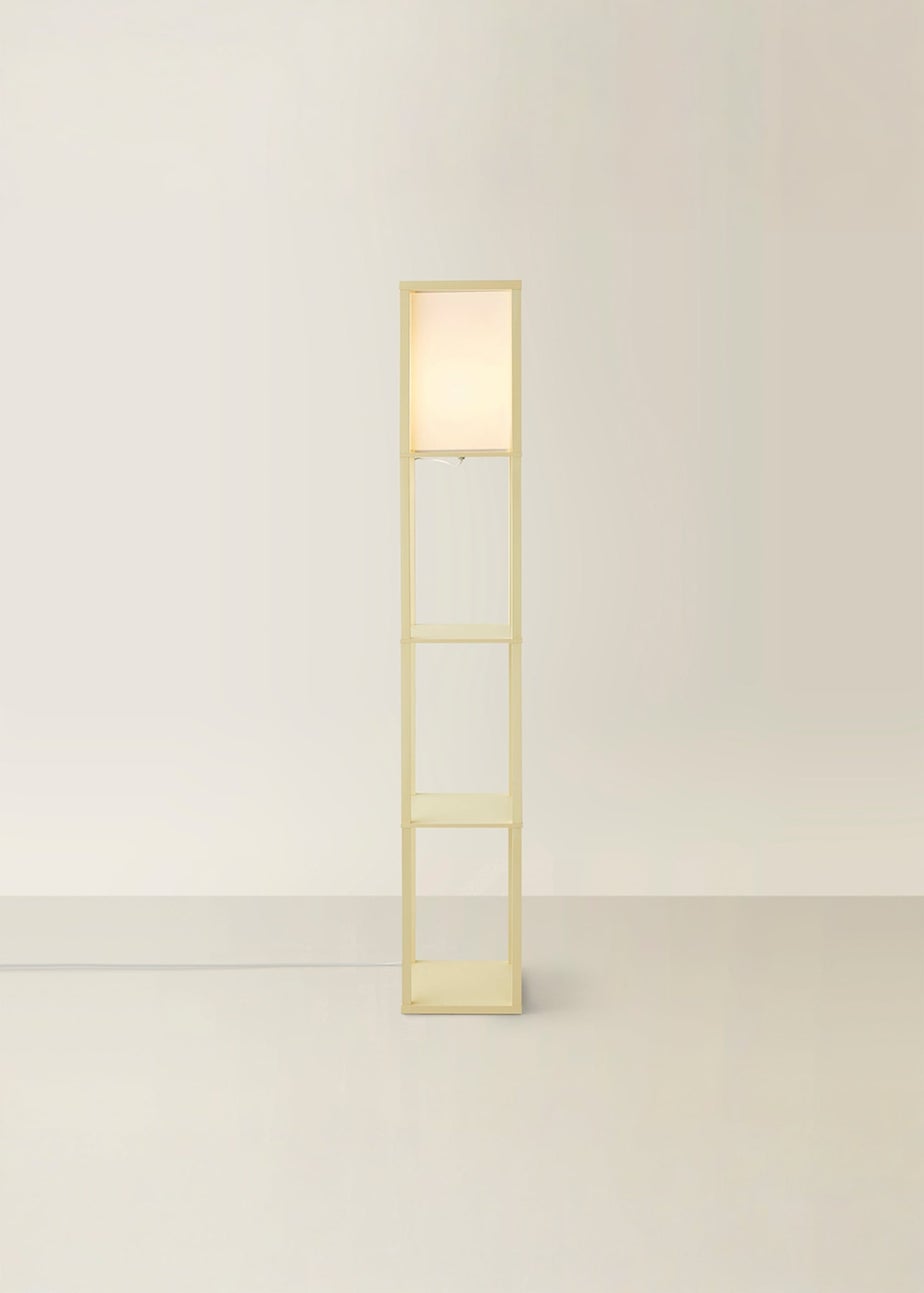 ValueLights Struttura Yellow Wood Shelving Floor Lamp