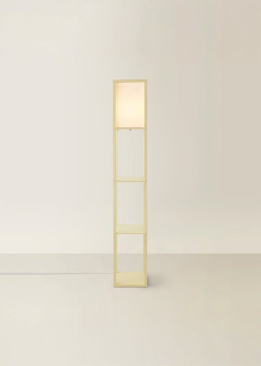 ValueLights Struttura Yellow Wood Shelving Floor Lamp