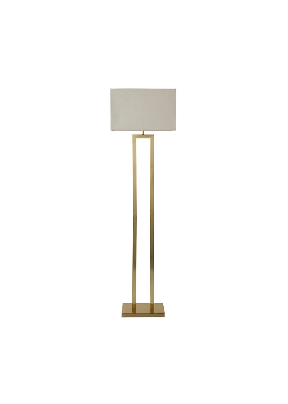 ValueLights Gloria Gold Double Stem Metal Floor Lamp with Rectangular Lampshade