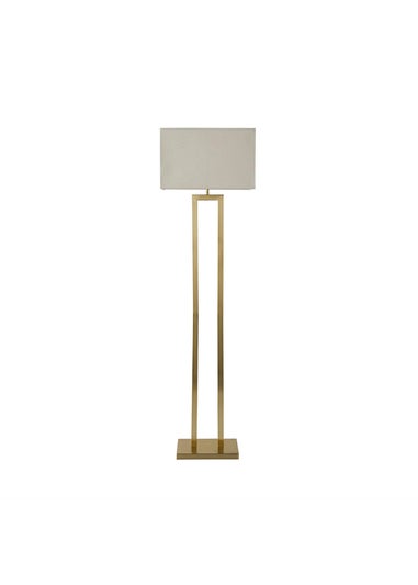 ValueLights Gloria Gold Double Stem Metal Floor Lamp with Rectangular Lampshade