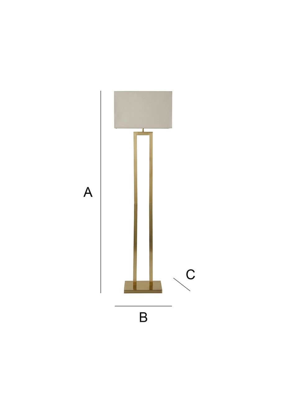 ValueLights Gloria Gold Double Stem Metal Floor Lamp with Rectangular Lampshade