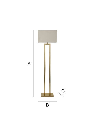 ValueLights Gloria Gold Double Stem Metal Floor Lamp with Rectangular Lampshade