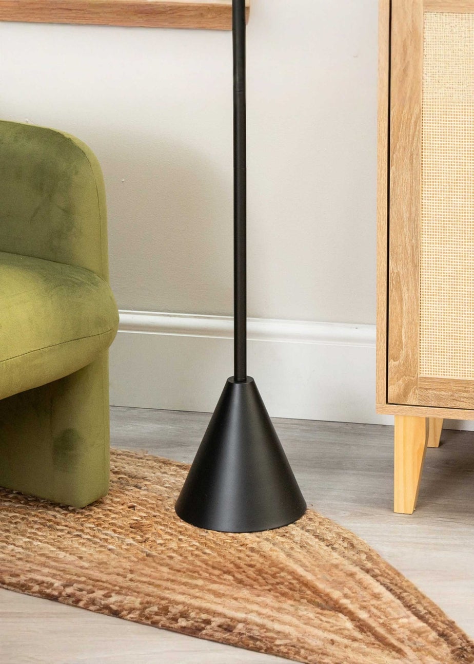 ValueLights Mitch Wood Triangle Floor Lamp Natural Lampshade