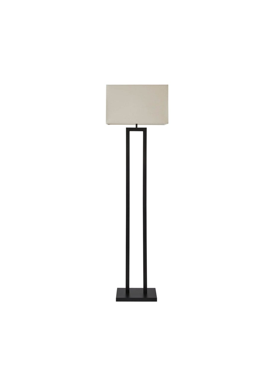 ValueLights Gloria Black Double Stem Metal Floor Lamp with Rectangular Lampshade