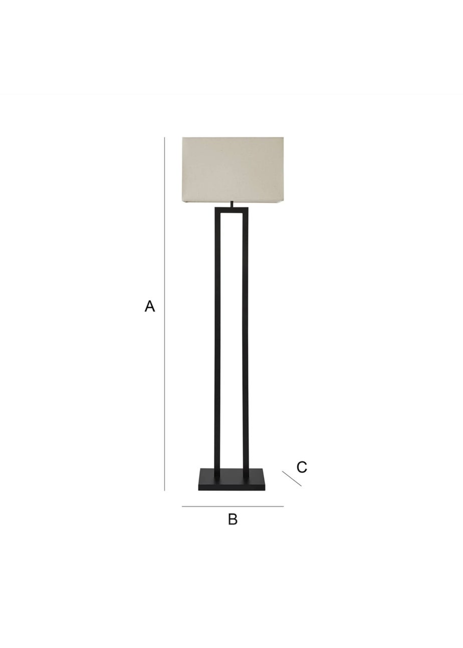 ValueLights Gloria Black Double Stem Metal Floor Lamp with Rectangular Lampshade