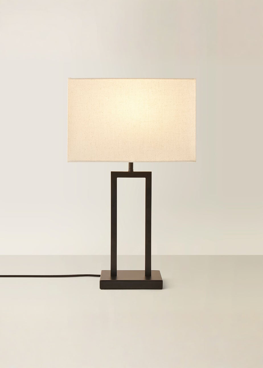 ValueLights Gloria Black Double Stem Table Lamp with Rectangular Lampshade